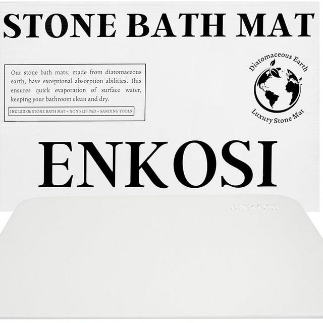 Stone Shower Mats for Bathroom - Instant Dry Bath Mat - Rock Bath Mat - Drying Stone Bath Mat - Quick Dry Bath Mat Stone - Dry Stone Bath Mat - Snap Dry Bath Mat - Stone Shower Slab (23.5x15 White)