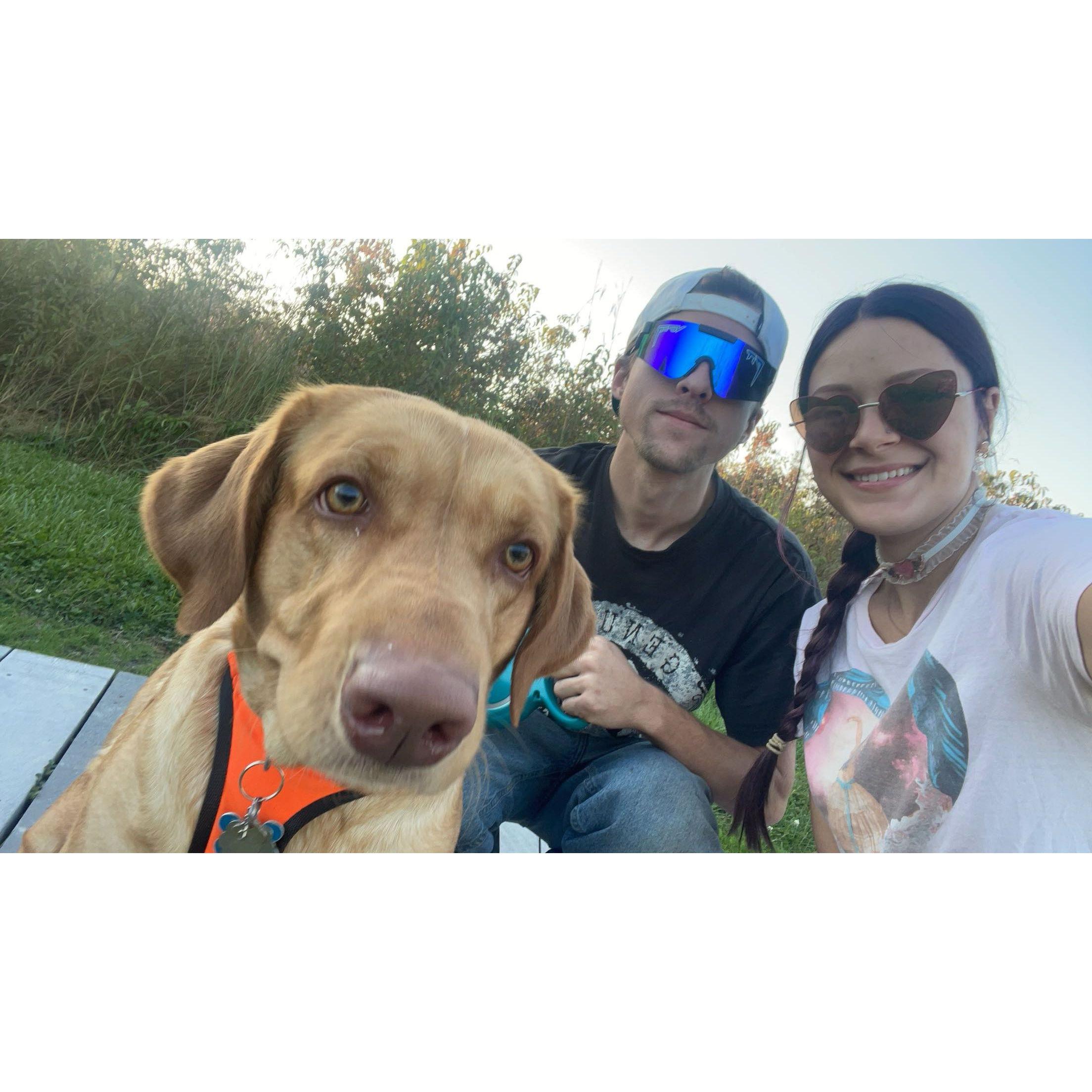 We love walks with the puppers, Hank