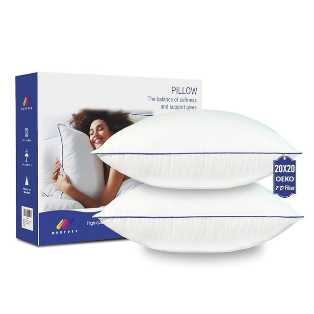 Wuuyuef 20x20 Pillow Inserts Set of 2, Machine Washable Soft Fluffy Hypoallergenic Virgin Polyester Premium Throw Pillow Stuffer, Decorative Cushion for Bed, Couch, Sofa,Indoor - White