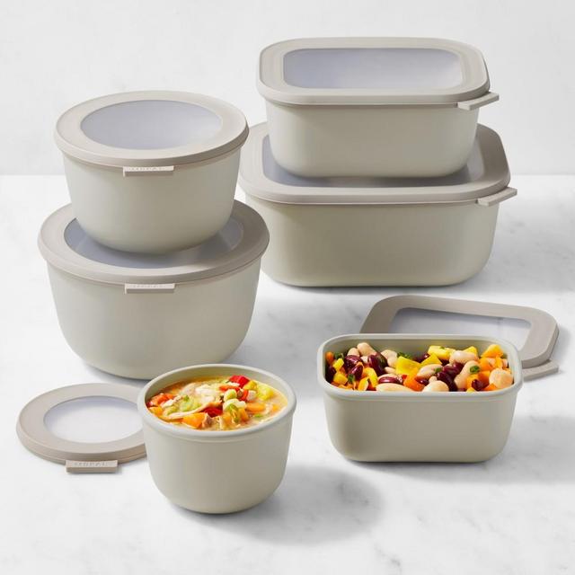 Mepal Nested Deep Food Storage Containers, 12-Piece Set, Nordic White