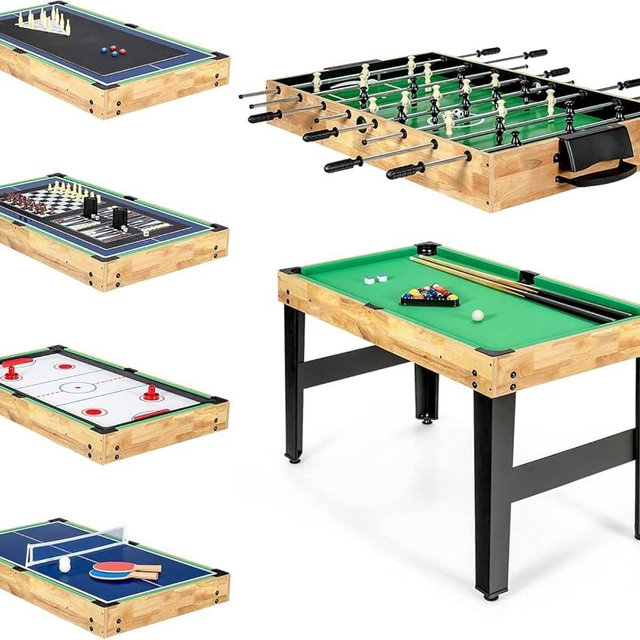 GYMAX Multi Game Table, 10 in 1 Combo Game Table w/Foosball Table, Hockey, Pool Table, Ping Pong, Shuffleboard, Bowling & 4 Board Games, Game Tables for Game Room, Home, Family