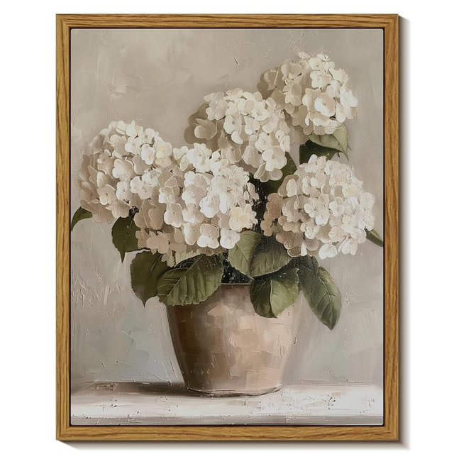 InSimSea Framed Canvas Wall Art Vintage Decor, Hydrangea Floral Pictures Bathroom Wall Decor Aesthetic, Living Room Bedroom Flower Home Retro Decor, 8"x10"
