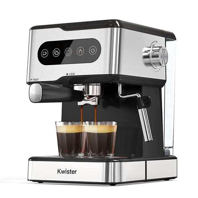 Espresso Machine Kwister 20 Bar Espresso Coffee Maker Cappuccino Machine with Milk Frother, Digital Touch Panel, 50 OZ Removable Water Tank, Stainless Steel