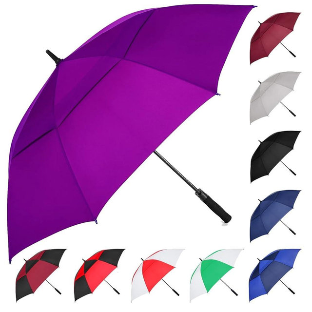 MRTLLOA Extra Large Golf Umbrella, 54/62/68/72 Inch Automatic Open, Oversize Double Canopy Vented Windproof Waterproof Sports Stick Umbrellas for Rain