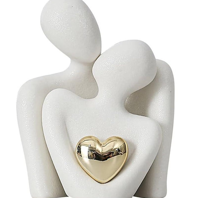 SEEK RARE Couple Statue Decor Ceramic Love Sculpture for Bedroom Living Room White L