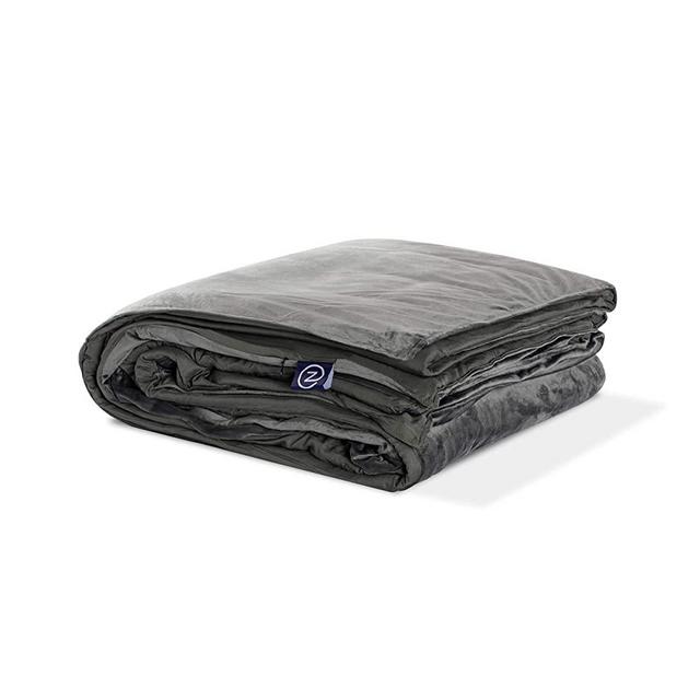 Gravity Z Weighted Blanket with Dual-Sided Temperature Controlling Removable Cover - Grey 25lbs/Queen 90'' x 90''