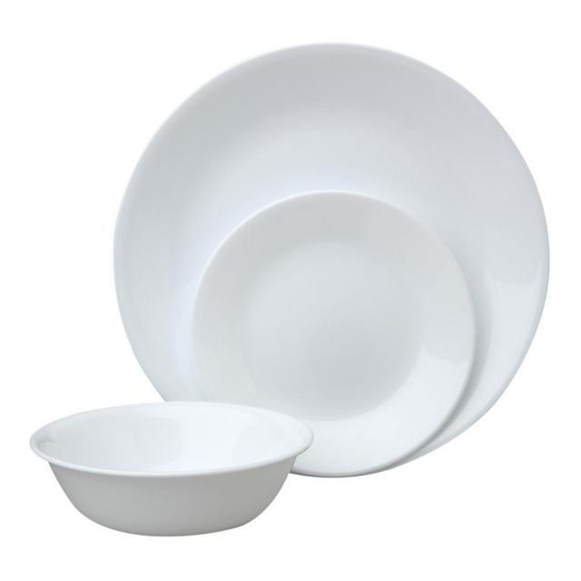 Corelle Livingware Piece Dinnerware Set, Winter Frost White, Service for 8 (24-Piece Set)