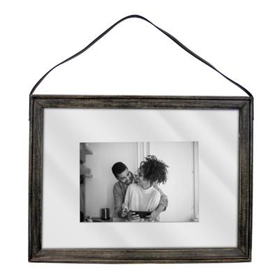 4" x 6" Thin Wood Leather Strap Frame Black - Threshold™