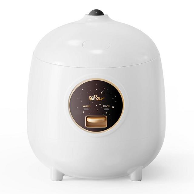 Bear Rice Cooker 2-Cups Uncooked, 1.2L Small Rice Cooker with Non-stick Coating, BPA Free, Portable Mini Rice Cooker, One Button to Cook and Keep Warm Function, White