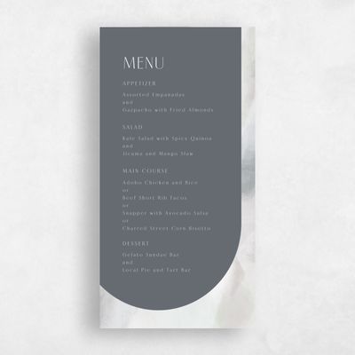 Midnight Gray, Grey Wedding Menu - Coleridge