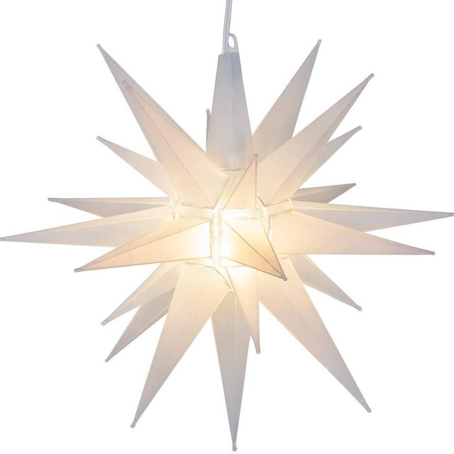 Kringle Traditions Frosted LED Moravian Star Light, Star Outdoor Decoration - 14", Clear