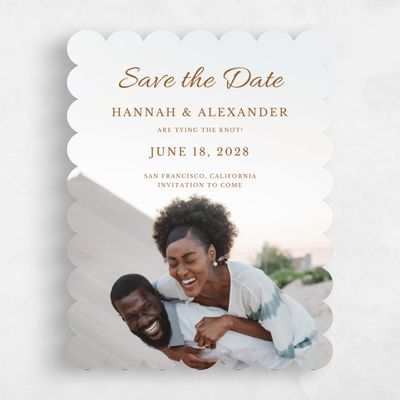 Brown Scalloped Wedding Save the Date - Havasu Portrait