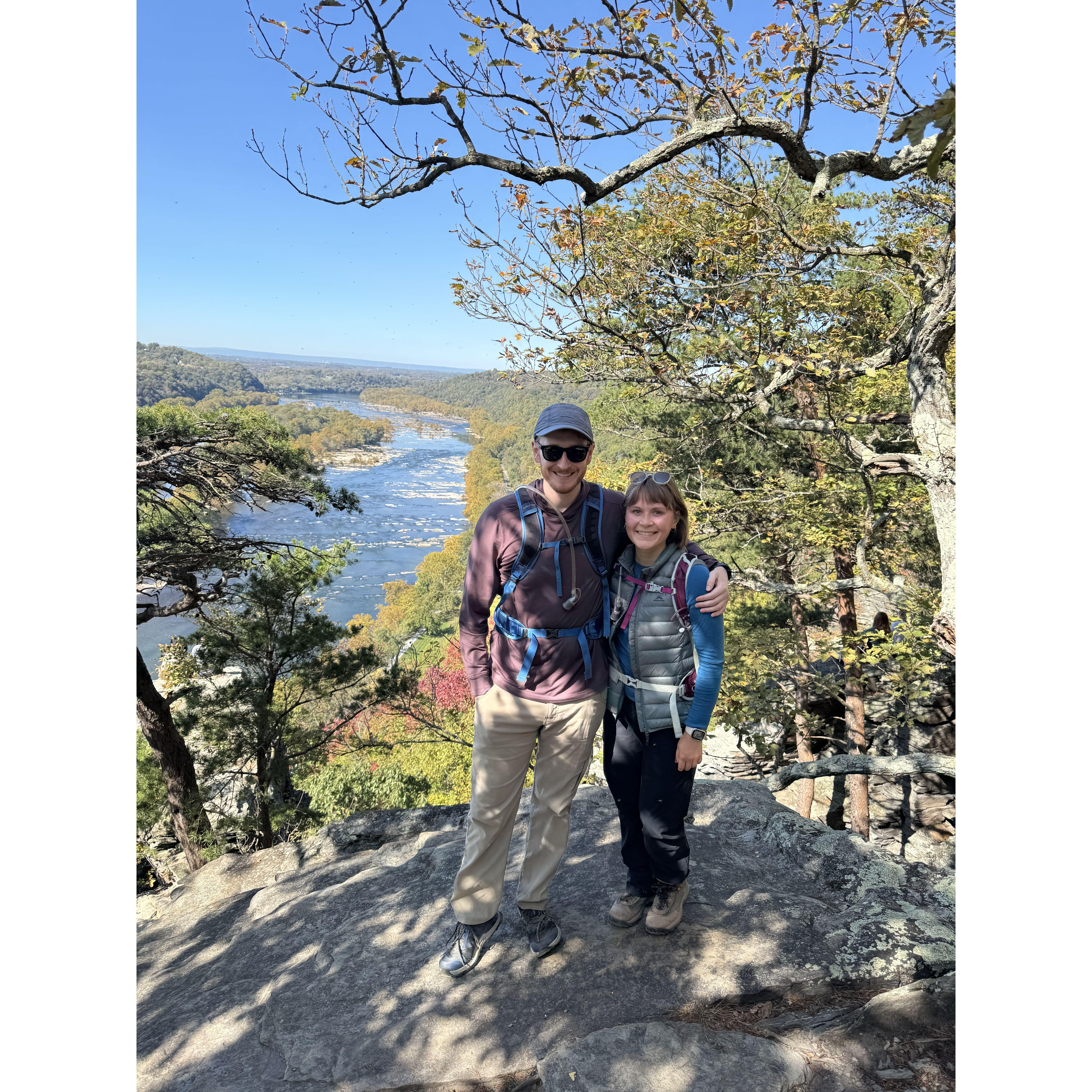 This is the spot Brian intended to propose, in Harper's Ferry, VA with a beautiful overlook after a hard hike. It was so busy, though, so we made our way up a quiter trail just after this...