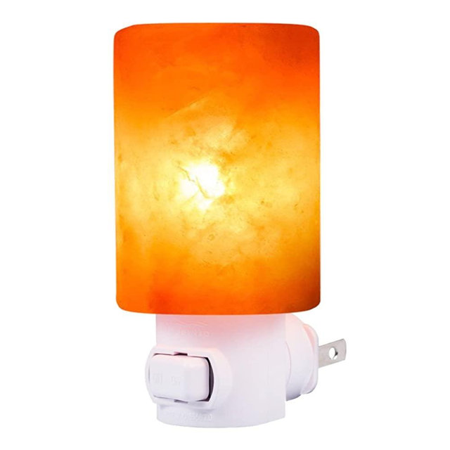 Betus [Natural Crystal] Himalayan Salt Wall Lamp - Air Purifying Night Light - 360° Rotatable Plug 7W Bulb - Cylindrical