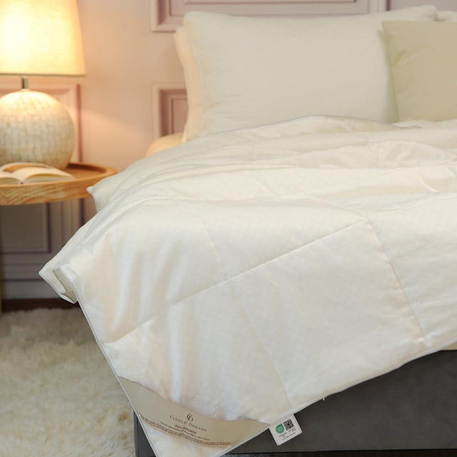 CUDDLE DREAMS Wool Comforter Duvet Insert, 100% Australian Wool Filling with Soft Noiseless Cotton Shell, Natural Warmth (Lightweight for Summer, Queen)