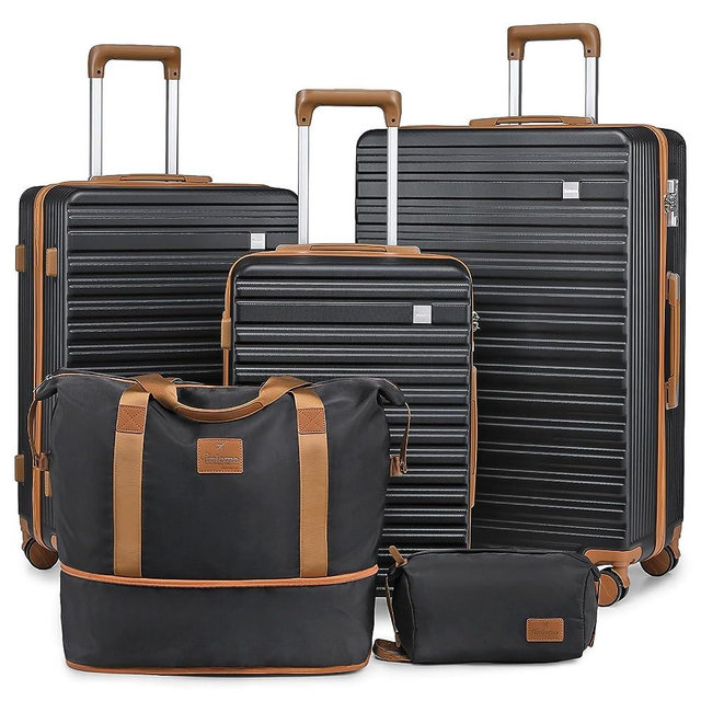 imiono Luggage Sets 3 Piece,Hardside Suitcase Set with Spinner Wheels,Lightweight Travel Carry on Luggage set Clearance with TSA Lock（20/24/28,Black）