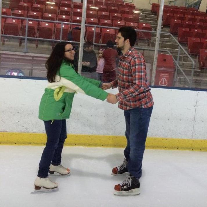 Victor learning to ice skate in Lake Placid, NY