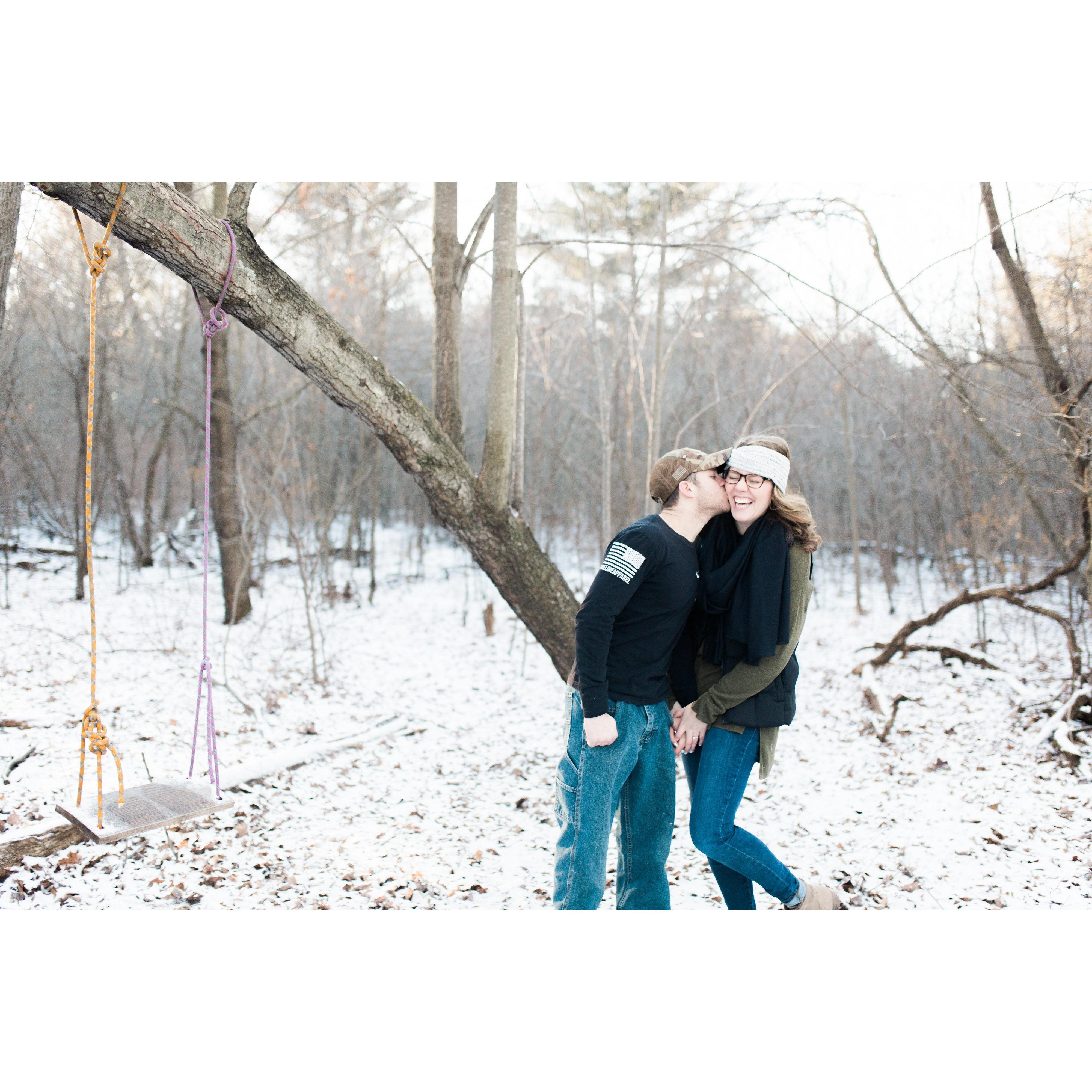 Katie and Nathan started talking when Katie asked him relentlessly to build a swing.