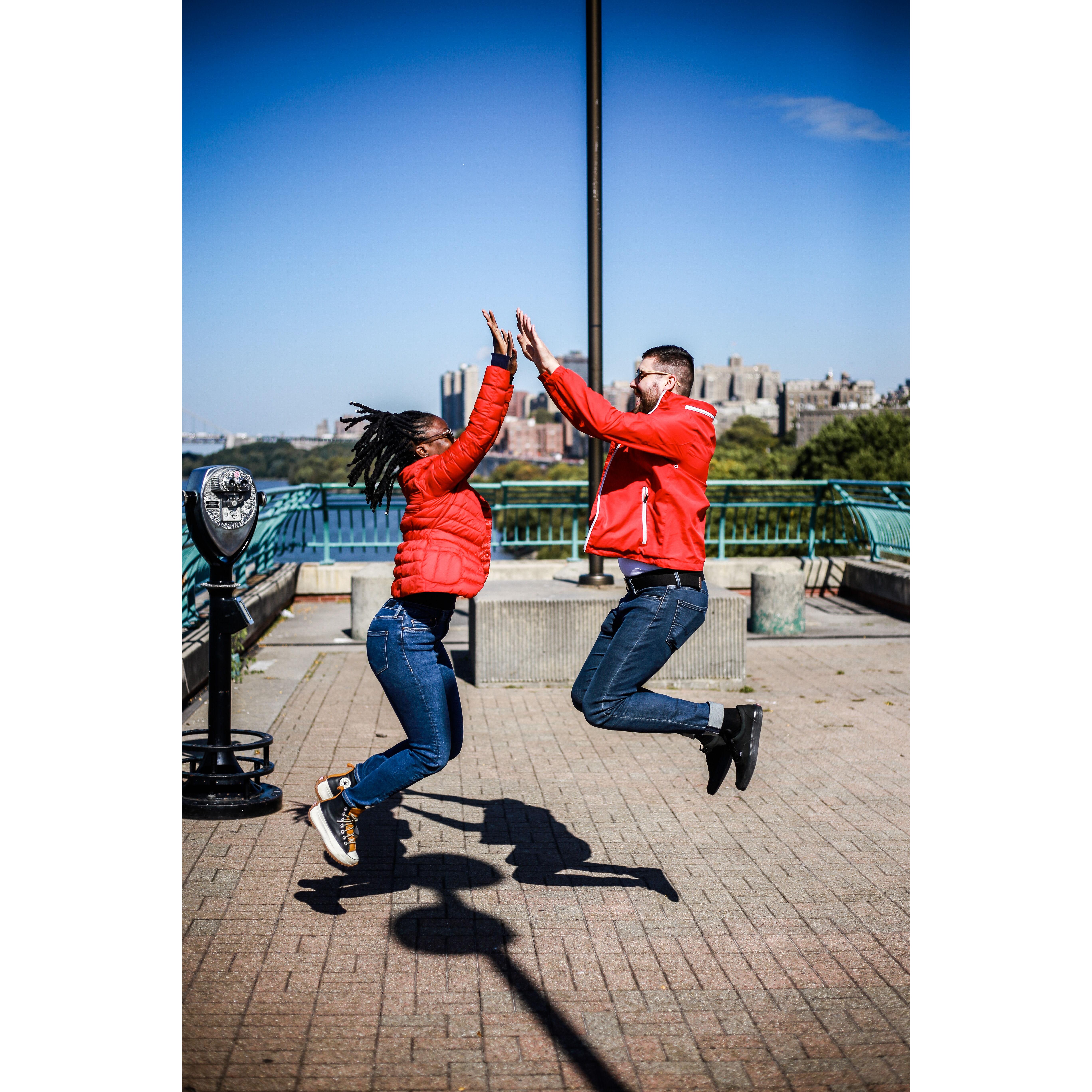 Every proposal needs an unintentionally matching jumping high-five shot.