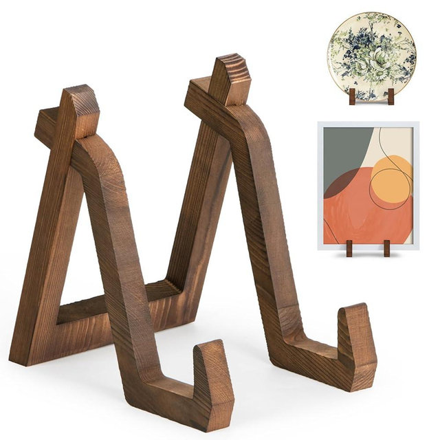 ANBOXIT Plate Display Stand, 8 Inch Plate Holder for Displaying, Decorative Picture Frame Dish Photo Plaque Platter Wood Stand