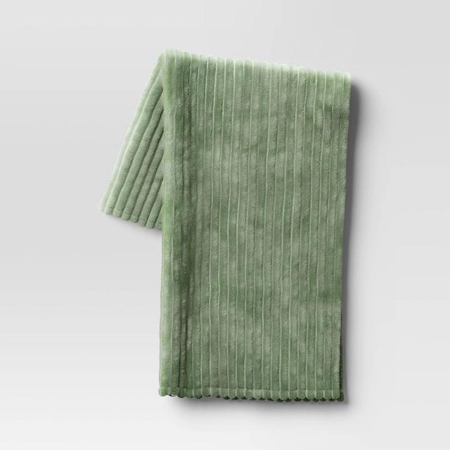 Channeled Plush Throw Blanket Green - Room Essentials™