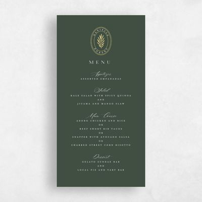Evergreen Wedding Menu - Visby Foil