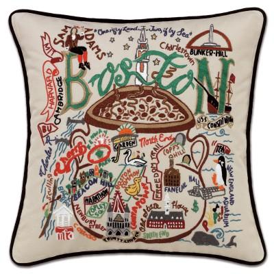 Boston Embroidered Pillow