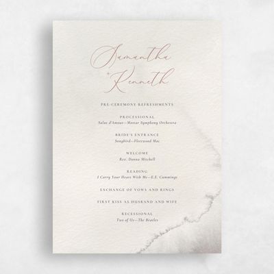 Beige Simple Wedding Program - Elting