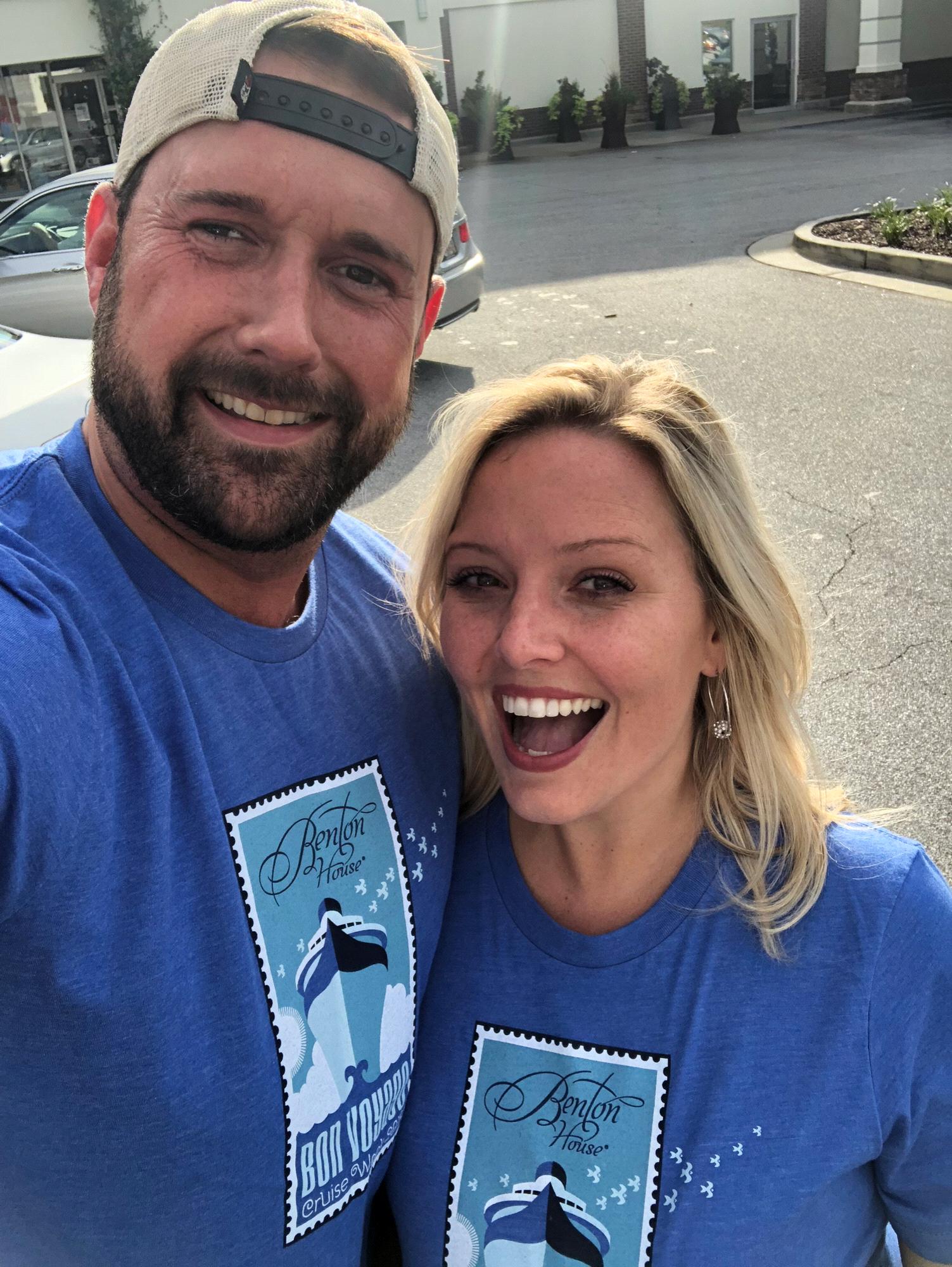 Doug wears matching shirts in public to support me