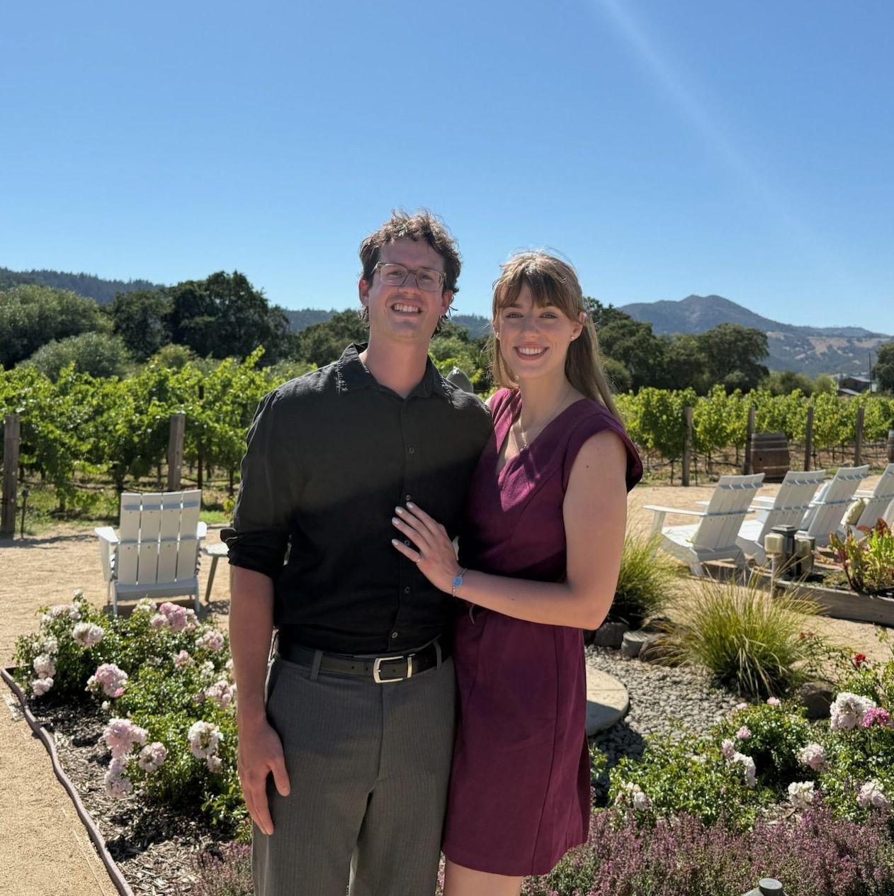 Grace and John-Luc in Napa Valley. She likes white wine, but he prefers red.