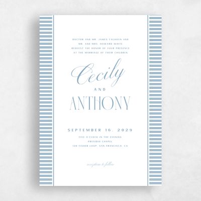 Dusty Blue Wedding Invitation - Connell Portrait