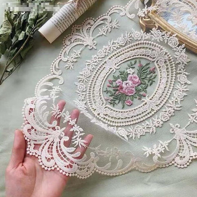 6Pack Retro Lace Placemats, French Crochet Doilies, Handmade Embroidered Table Mats, 12x16-in Beige Place Mats Cup Mat