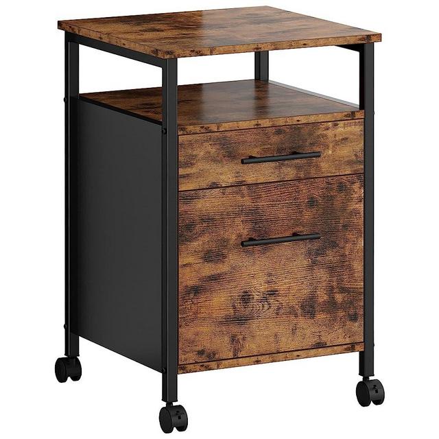 IRONCK File Cabinet, Mobile Office Cabinet with Wheels, 2 Drawers, Printer Stand fits A4, Letter Size for Home Office, Hanging File Folders, Vintage Brown