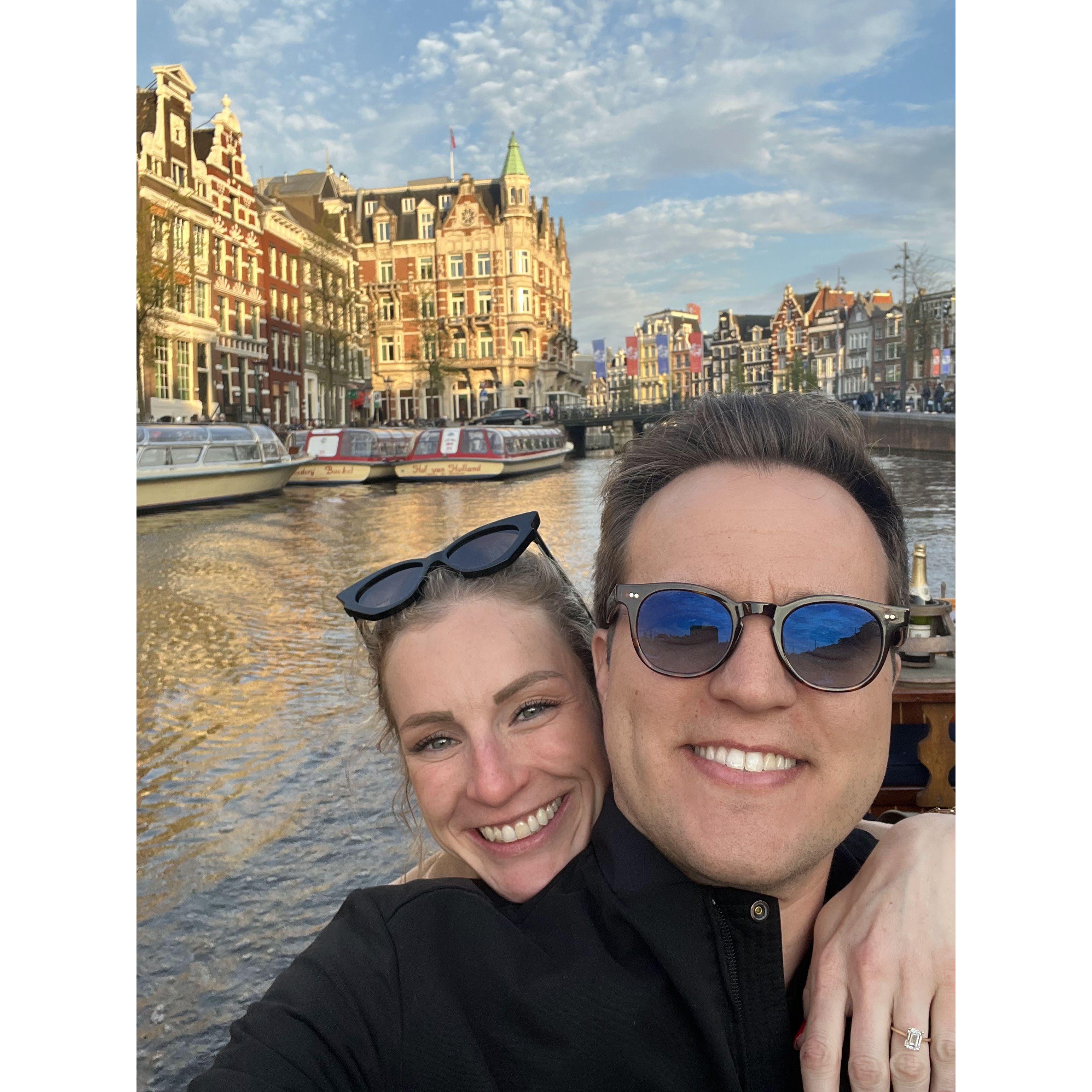 Amsterdam - Jordan showing Josh where she studied for a semester