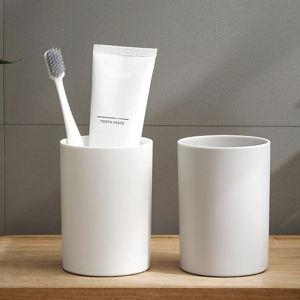 **WHITE SET OF 2** Bathroom Tumbler Cup 10.5oz Reusable Unbreakable Toothbrush Cup 300ml Mouthwash Cups Plastic Easy to Clean Bathroom Cup Toothbrush Holder Adequate for Your Bathroom (PP, white2)