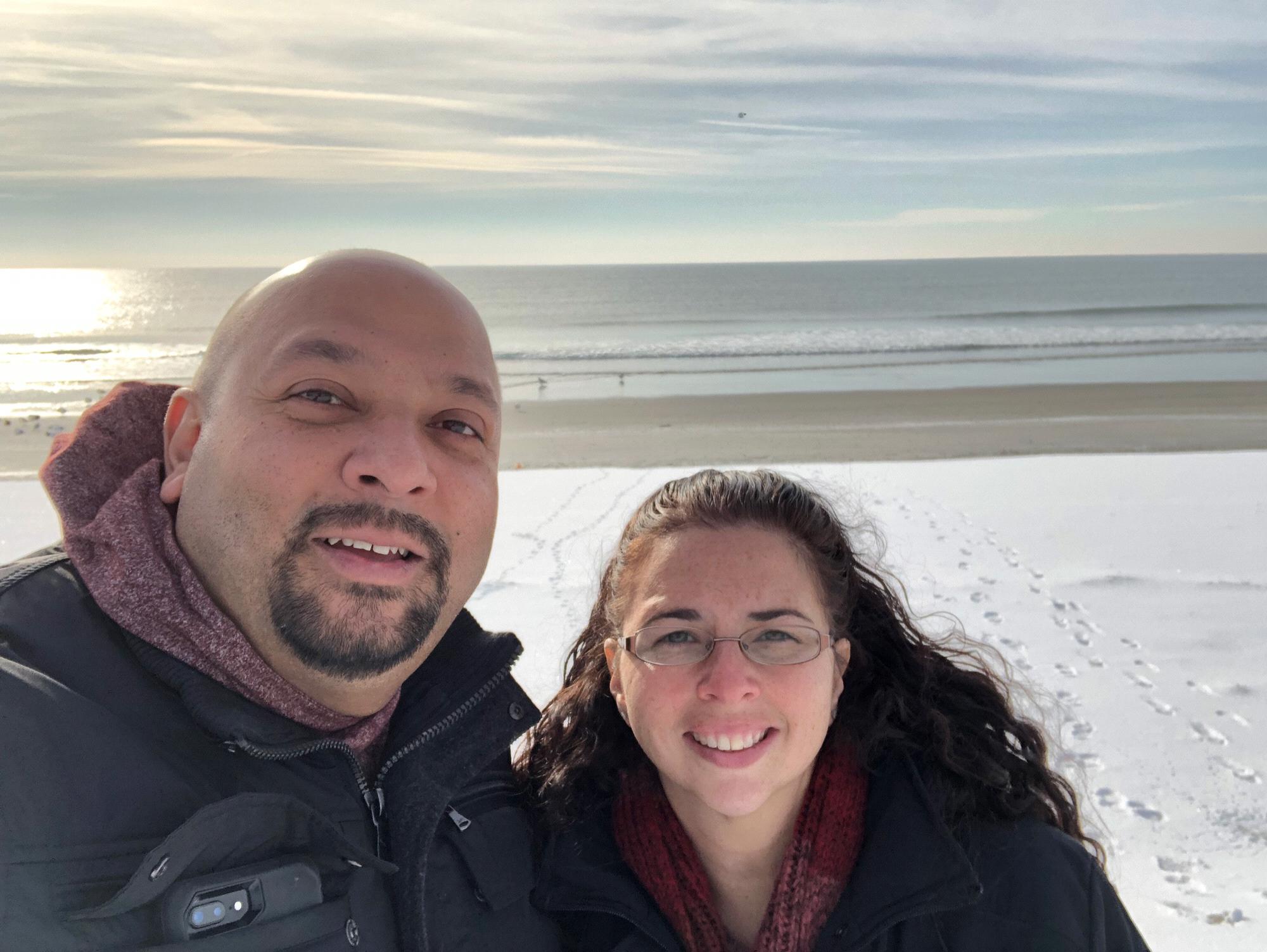 Beach in January in Atlantic City.  It was cold.