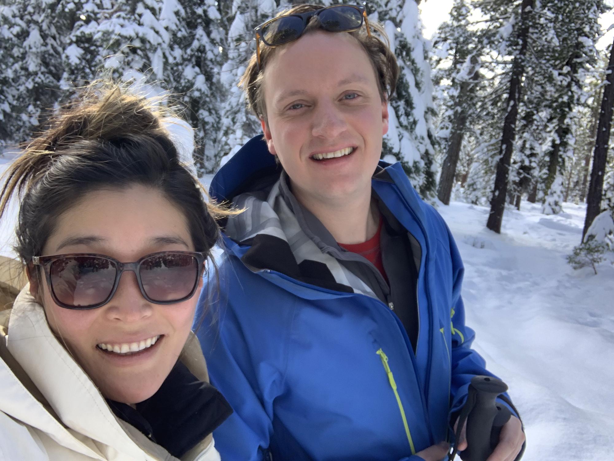 The start of our snowshoeing adventure in Tahoe!