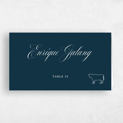 Deepest Teal, Blue Wedding Place Card - Azurite Beef