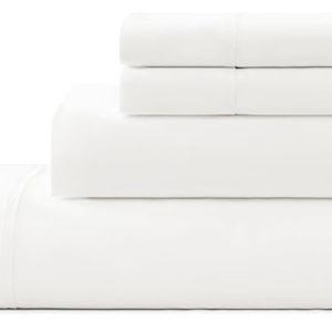 UGG Hedi King Sheet Set 4-Piece Luxury Cooling Sheets Deep Pockets Premium Bedding with 2 Pillow Shams Hypoallergenic Machine Washable Soft Lightweight Bed Set for Bedroom, King, White