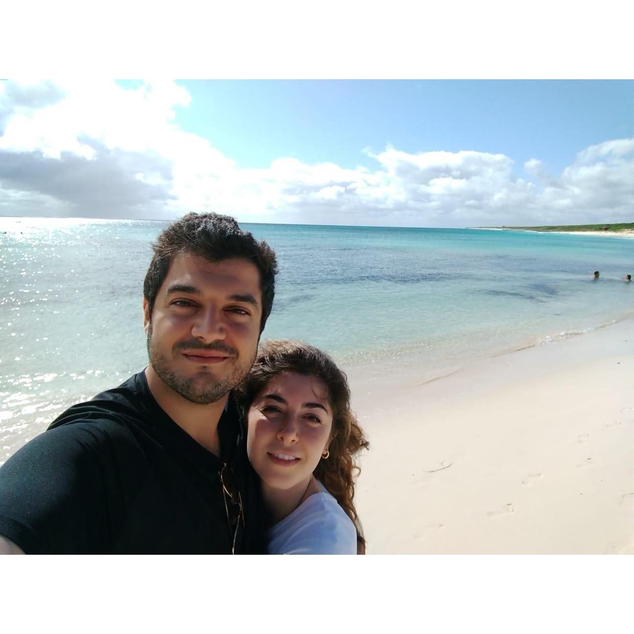 Did we mention they love the beach? Dana and Mika on their trip to Cozumel, Mexico.