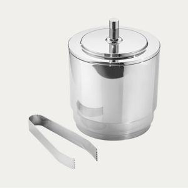 Georg Jensen, MANHATTAN ice bucket and tongs in Art Deco stainless steel