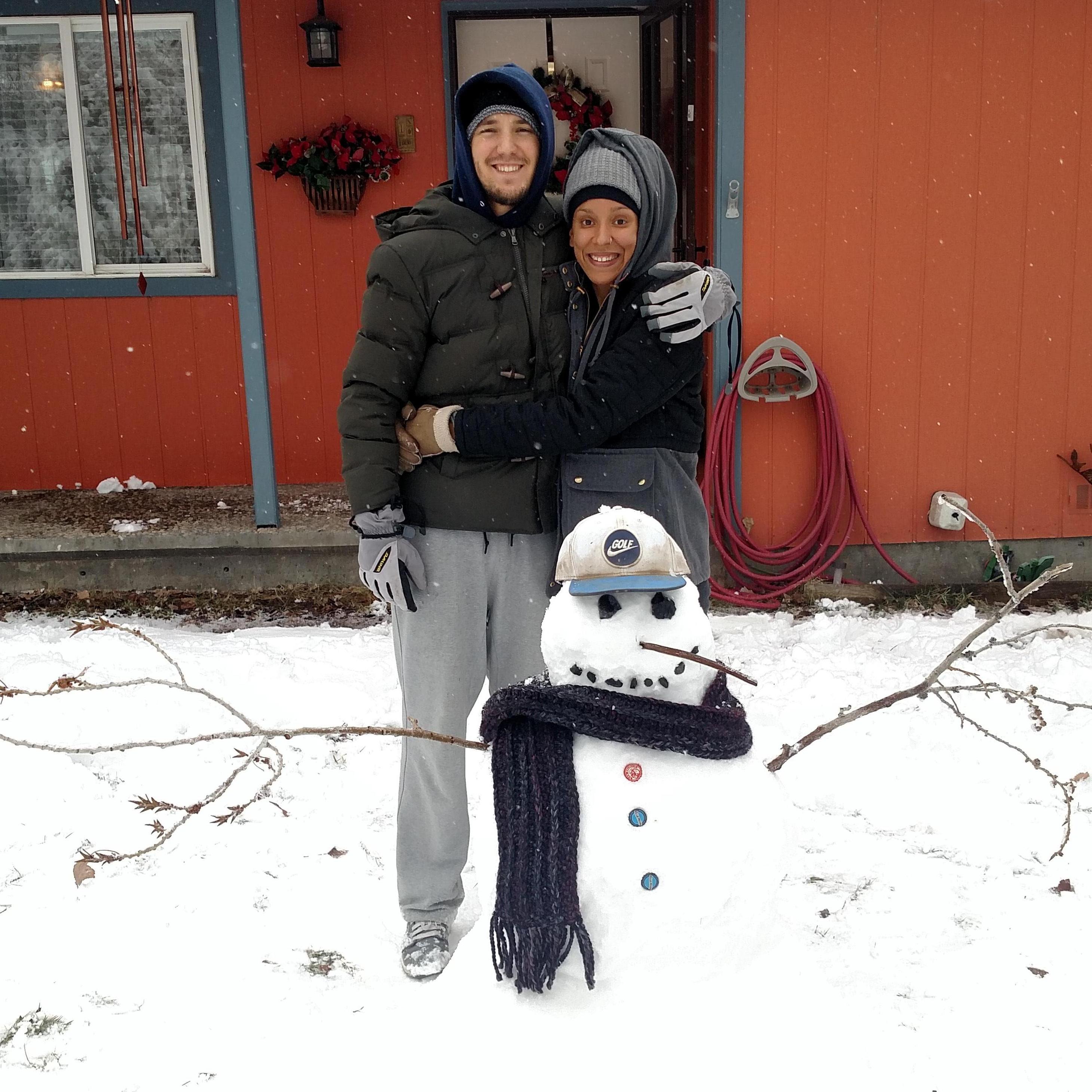 Tasha's first-ever snowman!