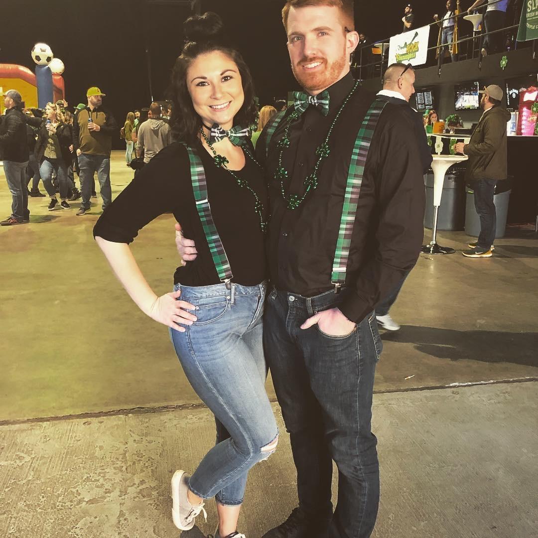 Enjoying St. Patrick's day together with friends in downtown Indianapolis.