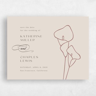 Beige Wedding Save the Date - Calle Landscape