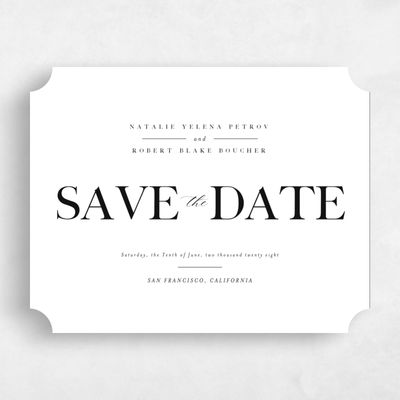 White Ticket Wedding Save the Date - Holt Landscape