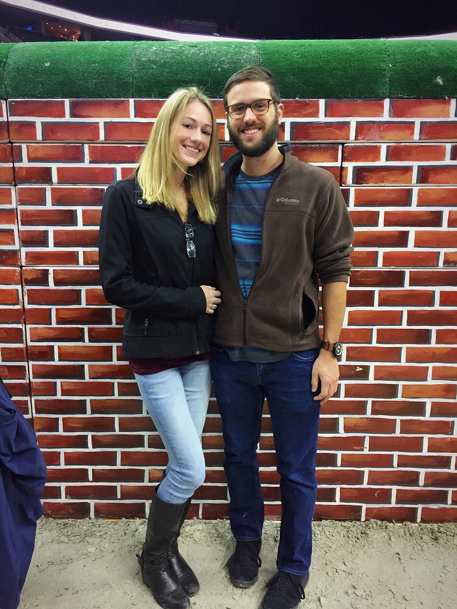 Standing next to the Puissance jump at the Washington International Horse Show