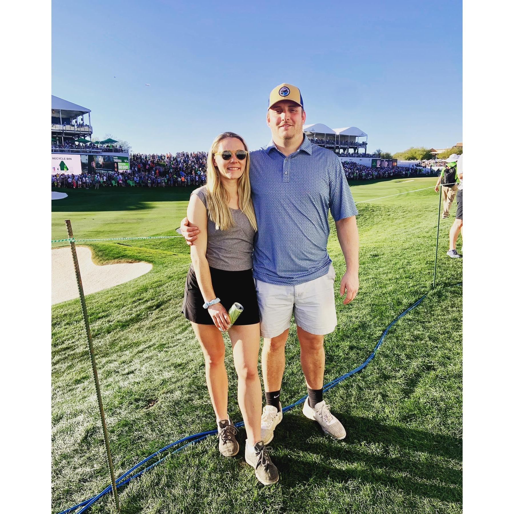 What better activity after running a marathon? Waste Management Golf Tournament, Scottsdale, AZ
