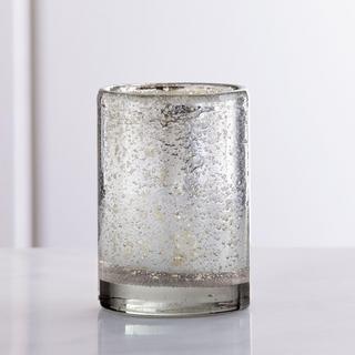 Bubbled Silver Glass Votive Candle Holder