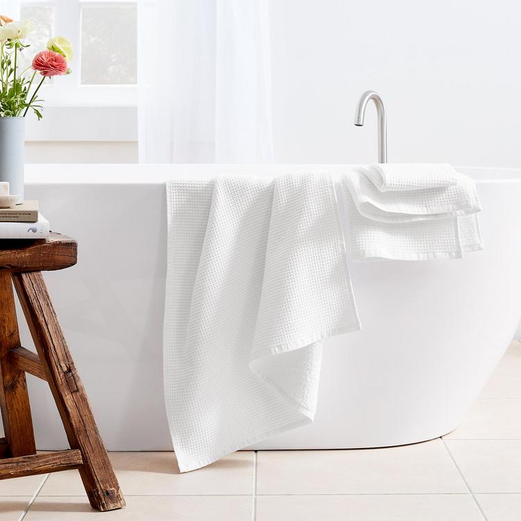 4-Piece Waffle Cotton Bath Towel, Bath Sheet, Hand Towel & Washcloth Set