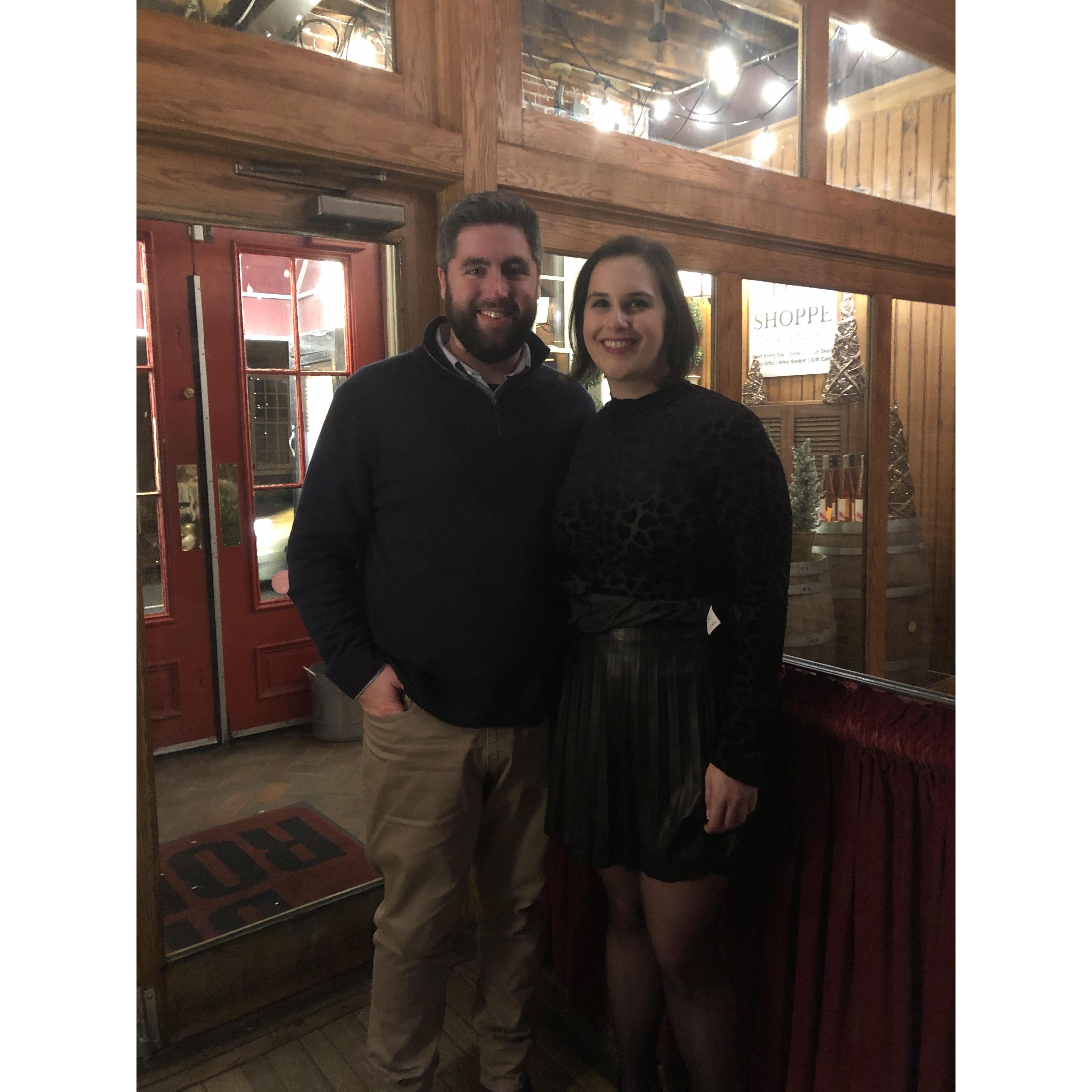Our first photo. December 31, 2019 at Bistro Romano in Philadelphia, where we rang in 2020.